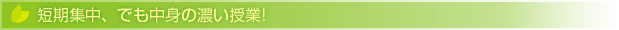 短期集中、でも中身の濃い授業!